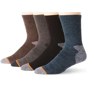 Weatherproof Men's 4 Pack Terry Crew Socks, Dark Grey, 10-13
