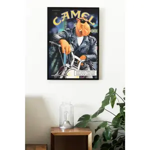 Camel Joe Biker Poster, 1991 Cigarettes Ad Wall Art, 90s Style Retro Print, Magazine-Inspired Decor UNFRAMED