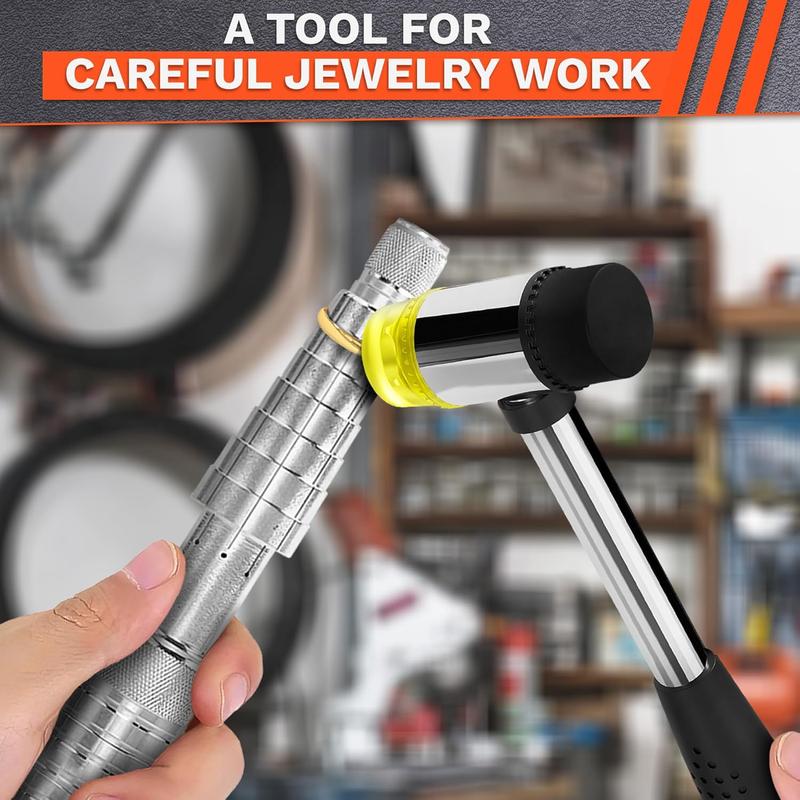 Small Rubber Mallet Hammer – 25 mm Lightweight Double-Sided Rubber and Plastic Head | Non-Slip Ergonomic Grip | Durable, Scratch-Free Tool for Jewelry Making & Repair, Valentine Craft, Furniture Setup