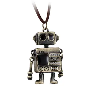 OIDEA Cute Movable Alien Robot Pendant Alloy Necklace Adjustable Velvet Rope Unisex Jewelry
