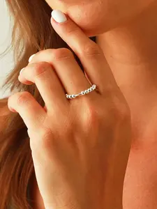 Beads Rotatable Anxiety Ring, Anxiety Relief Spinner Ring Fidget Ring for Women & Men, Fashion Jewelry for Party, Daily Decor, Trendy All-match & Exquisite Jewelry for Birthday Gift, Band Rings, Stackable Rings