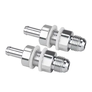 3mirrors 6AN Male Straight to 5/16" .3125 Hose Barb Double Fuel Pump Tank Fitting Bulkhead Adapter (2-Pack)