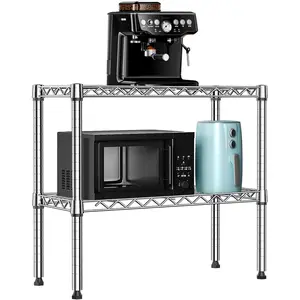 220 lbs 2 Tier Storage Rack Metal Wire Shelving Unit, Storage Standing Household Shelf Organizer for Laundry Bathroom Kitchen Pantry Closet Garage Utility Room, Chrome 11.8" D x 27.6" W x 23.4" H