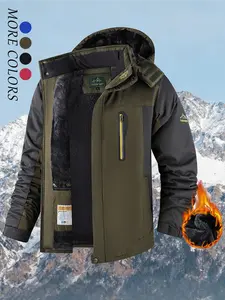 Men's Winter Outdoor Fleece Lined Thick Windproof Warm Fishing Hiking Cycling Jacket, Loose-Fitting Cotton Coat for Cold Weather, Thermal Lined Outerwear