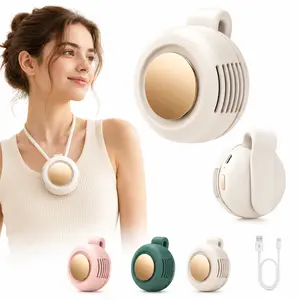 Summervibes Mini Bladeless Fan, Portable Silent Mini Bladeless Electric Fan with Rotating Body and Three-speed Adjustable
