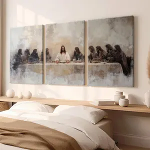 LakelzDecor The Last Supper Poster Set of 3 by Leonardo Da Vinci Wall Art Featuring Jesus for Various Sizes and Styles Print Box Indoor Decoration Artistic Frames