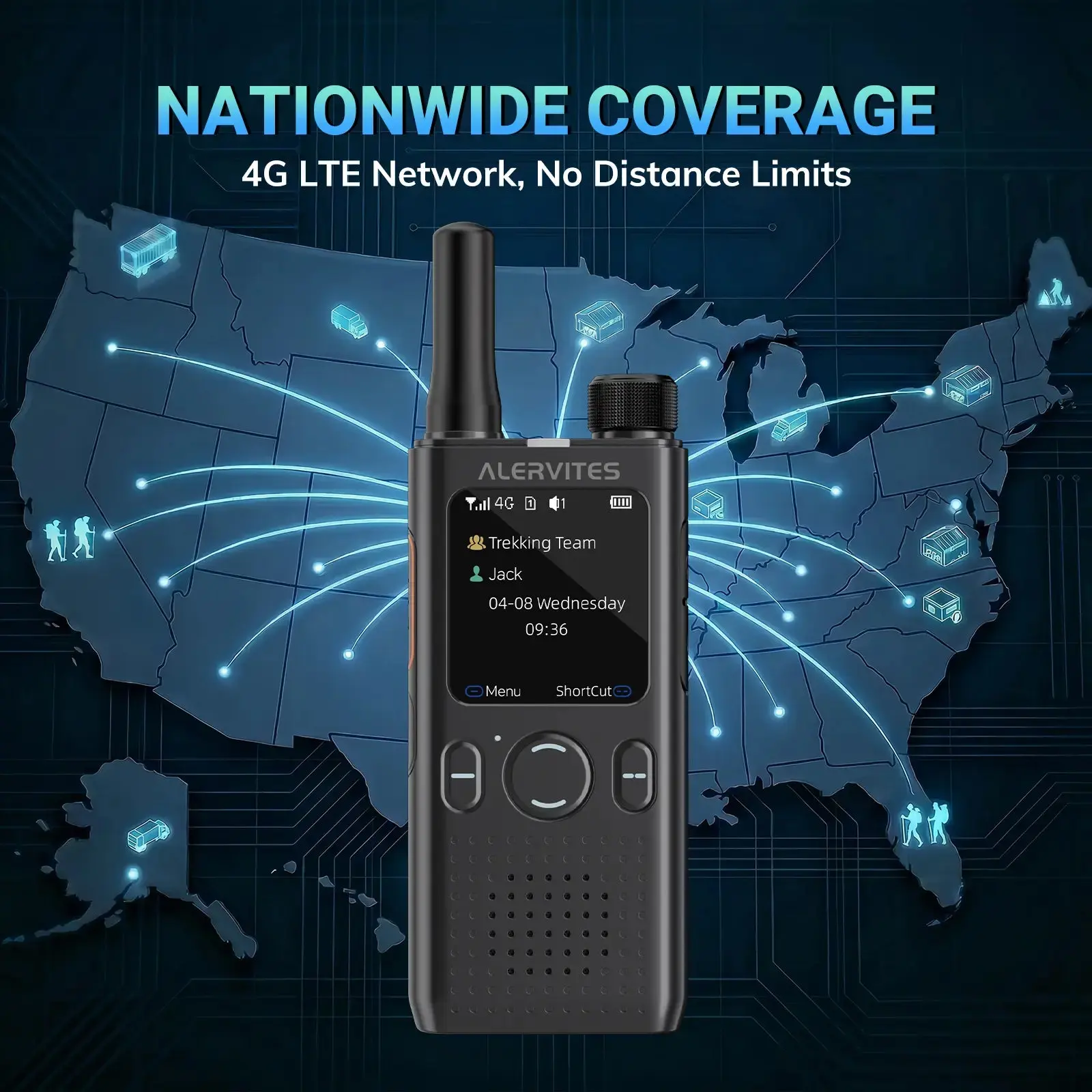 BAOFENG AT1 PoC Walkie Talkie for Business Adults - 5G/4G Rechargeable, 5000+ Mi Unlimited Range, Independent AT1 APP Control, Encrypted Chat History, Ideal for Construction Teams, Daily Use, Truckers, Father’s Day Gift