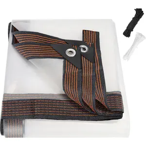 Clear Waterproof Tarps 8x16ft Transparent Vinyl Cover Reinforced Grommets for Greenhouse Porch Tent Coop RV Boat Pool Furniture Protection