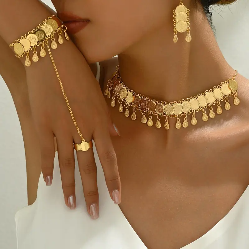 Women's Elegant Fashion Jewelry Set, Casual Trendy Pendant Necklace & Dangle Earrings & Bracelet, Necklace And Earring Set, Necklaces Earrings Set, Fashion Accessories for Party & Daily Clothing Decor, Fashionable Jewelry Set