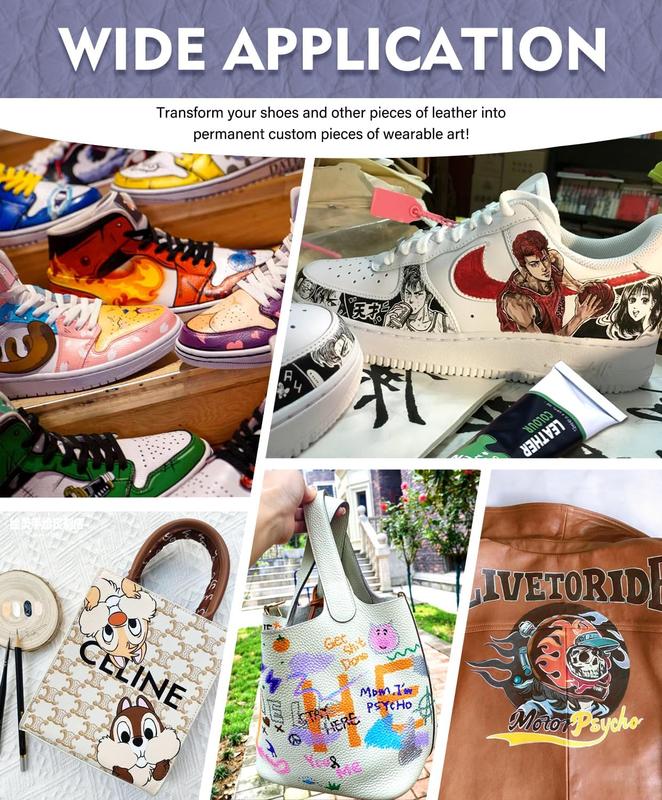 Colorful Acrylic Leather Paint for Shoe Painting- 12 Color Leather Paint for Bag & Wallet Decor, Leather Jacket Care, Crafts DIY & Customizing Leather Projects crayon cerulean Art Supplies coloring supplies