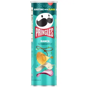 7x Pringles Ranch - Potato Crisps Salady Savory Snack Food Bundle Bulk Lot Wholesale Party Pack Chips School Lunch Box Treat Appetizer Crunchy Salted Cravings Pantry Staples On The Go Grab Side Dish Salty Fun 5.5oz 7ct Pack Of 7