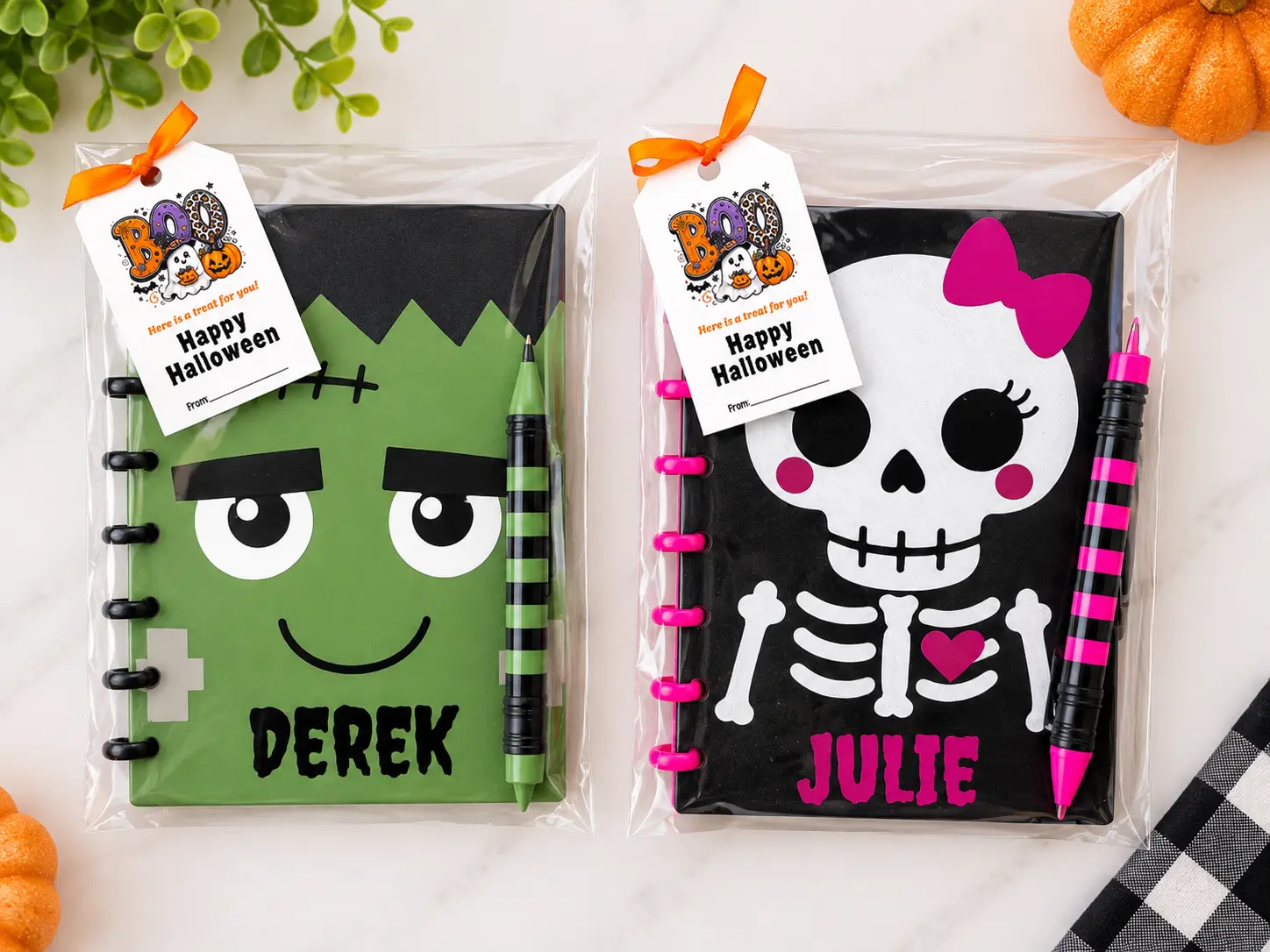Personalized A5 Halloween Disc-Bound Notebook with Jumbo Pencil Pen Refillable - 20 Lined Pages - Perfect for Gifts & Classroom Treats - Spooky Season Accessories