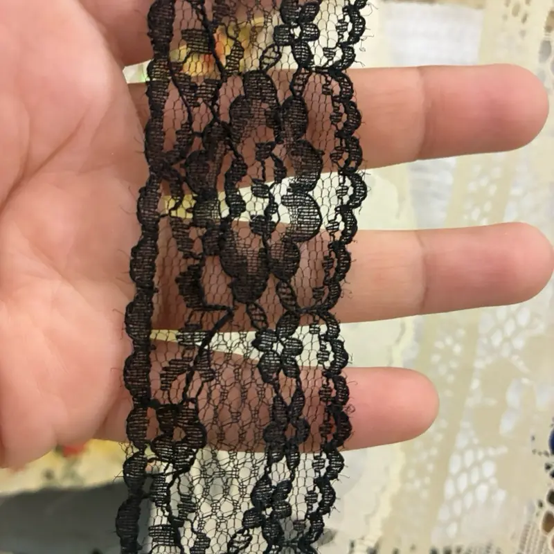 300 yards lace trim- Black Non Stretch -Encaje Negro por Rollo-1.5”