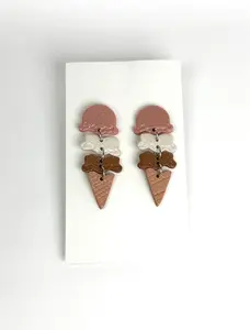 Sweet Scoop Ice Cream Dangle Polymer Clay Earrings