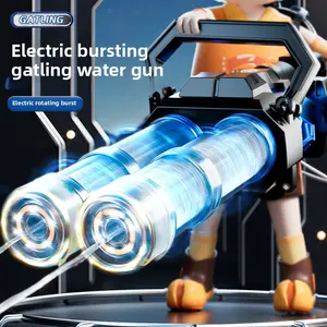 Flashing Dual-Barrel Gatling Water Gun High-Pressure Rotating Electric Continuous Fire Large Capacity Backpack Water Gun Play Spray Gun