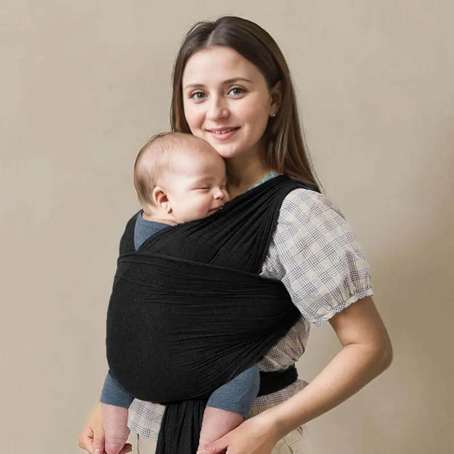 Ergonomic Newborn & Infant Wrap Carrier in Solid Color, Soft Breathable Adjustable Fabric for Hands-Free Travel, Newborn Wrap Carrier, Cozy Wrap Carrier