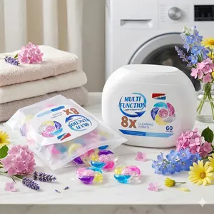 6 in 1 Super Clean Laundry Pods, 10g Heavy Duty Concentrated Laundry Detergent Capsules, Perfume Scent Booster & Strong Stain Eliminator - 10/40/70 Count Variety Pack for Home, Travel & Dorms