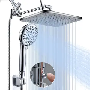 Rain Shower Head Combo | 14 inch | 8 Modes | ON/OFF Switch | High Pressure | Adjustable for Couple & Kids