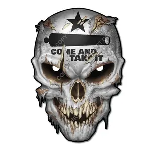 Come and Take It Molon Labe Skull Decal – Premium Skull Stickers for Trucks and Cars – American Flag Stickers with Red Reflective Eyes Skull – Cool and Unique Sniper Stickers and Decals with Military Graphic