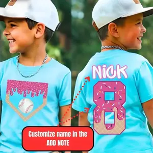 (Custom Name & Age) Youth & Adult Personalized Baseball Shirt, Custom Tee for Youth Team Gift, Ice Cream Easter Family Birthday Outfit, USA-Made & Printed Apparel	
