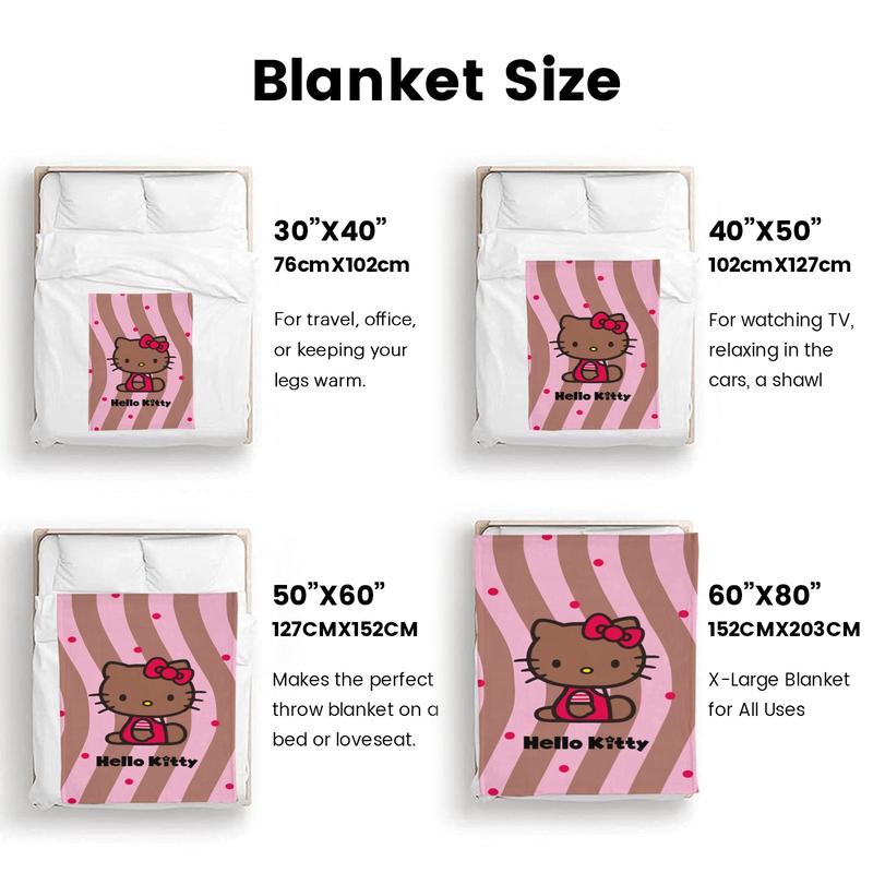 Sanrio Hello Kitty Blanket Soft Plush Throw with Iconic Pink Bow Design for Cozy Home Decor and Snuggling