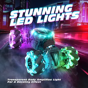 Tecnock Remote Control Car RC Cars for Boys Girls 2.4GHz 4WD 360° Rotating Double Sided Hand Controlled RC Car with Lights, Gifts for Kids
