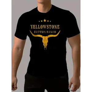 Cotton Short Sleeve  T-Shirt Men'S Casual Cow Print T-Shirt - Made of Comfortable Polyester, Featuring a Round Neck And Short Sleeves, Perfect for Summer.