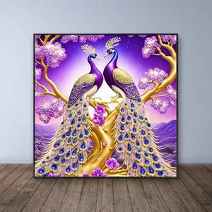 Peacock Pattern DIY Diamond Arts Colorful Painting Kit without Frame, DIY 5D Diamond Arts Colorful Painting Kit, Wall Art Decor for Home Living Room Bedroom