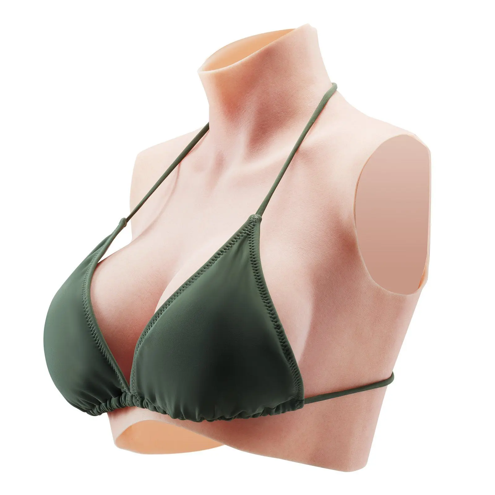 Spring New Arrivals Silicone C-Cup High Neckline Fake Breastplate Bra for Cosplay, Drag Queen