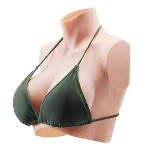 VEVOR Silicone Breastplate C-Cup High Neckline Fake Breasts for Cosplay Drag Queen Bra Womenswear