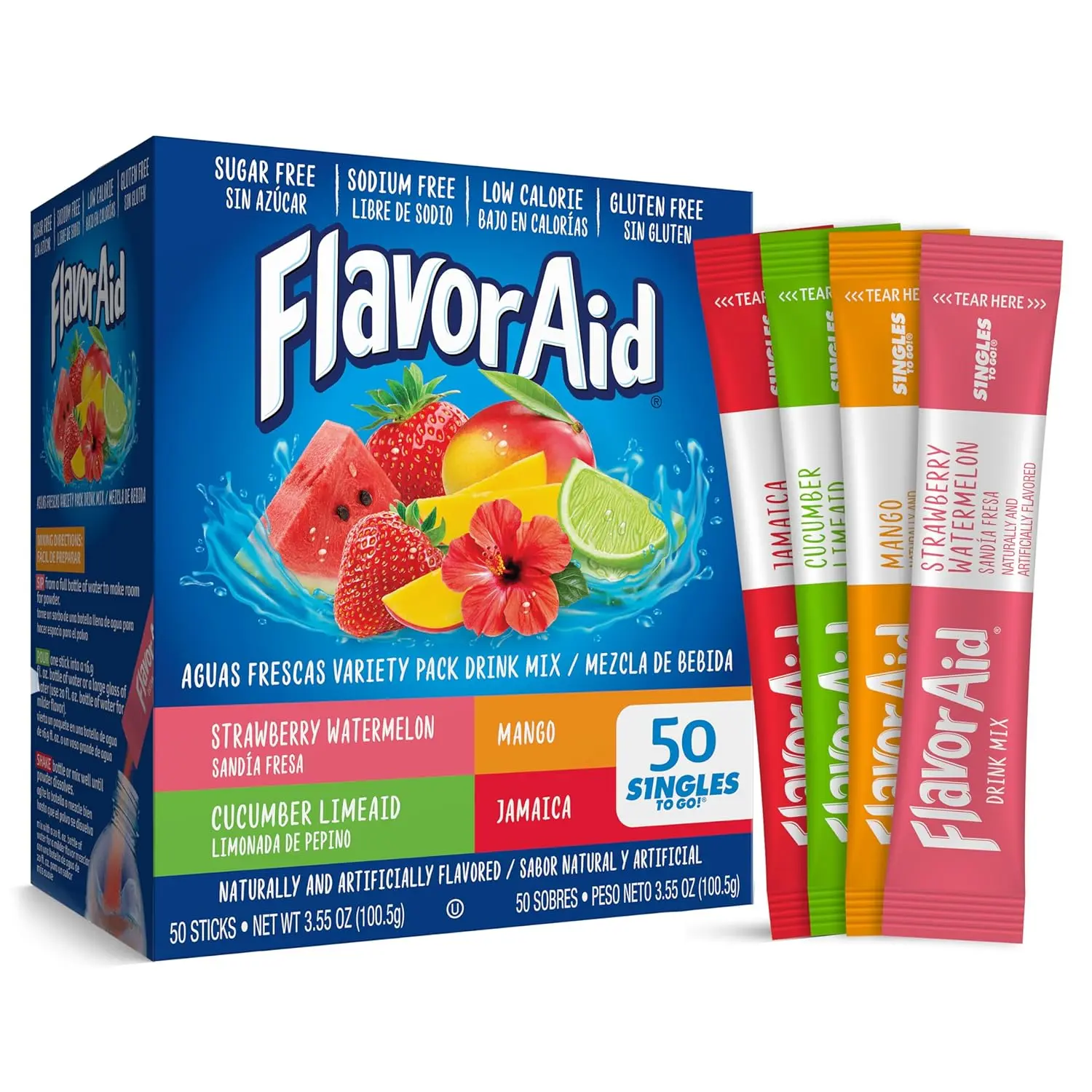 Flavor Aid Aguas Frescas Singles To Go Variety Pack, Powdered Drink Mix, 1 Box (50 Single Servings) Flavor Aid Aguas Frescas Singles To Go Variety Pack, Powdered Drink Mix, 1 Box (50 Single Servings)