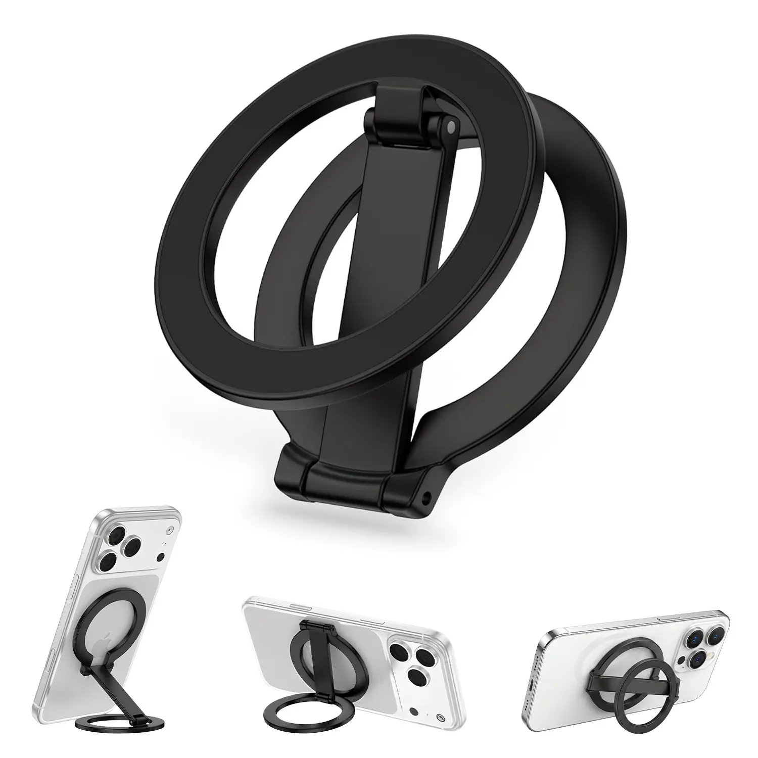 PUKEGM MagSafe Smartphone Grip Holder - Dual-Sided Magnetic Finger Ring Kickstand, Compact Foldable Cellphone Accessory for iPhone 17/16 Pro Max/15 Plus/14/13/12, Samsung, Mag Car Mount & Cases#SummerWins