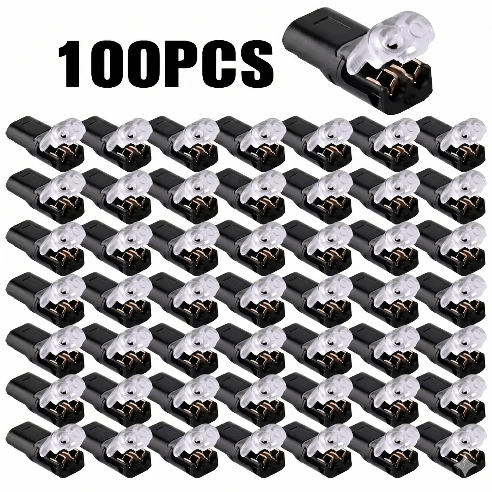 100PCS Quick Splice Wire Connectors, Double-Wire Electrical Connectors for 18-22 AWG with Locking Buckle, Flame-Retardant Fast Connect Terminals for Automotive Wiring, Lighting & DIY Repairs