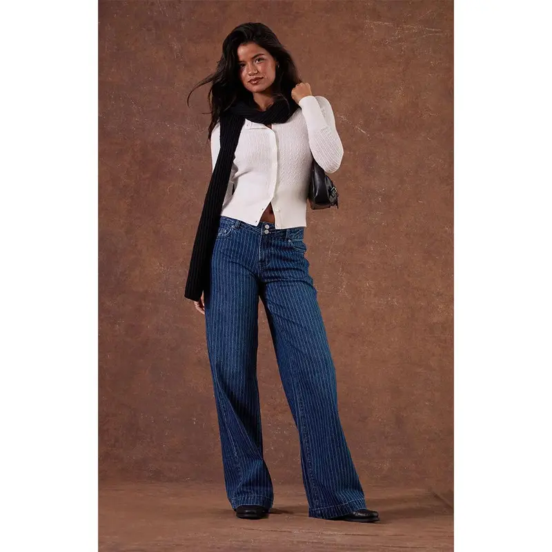 Pacsun Women's Casey Low Rise Baggy Jeans Pinstripe