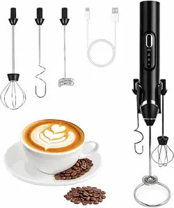 Milk Frother Wand - Upgraded & Improved Stand - Ideal Coffee Gift - Coffee Frother Handheld Foam Maker For Lattes - Electric Milk Frother Handheld For Cappuccino