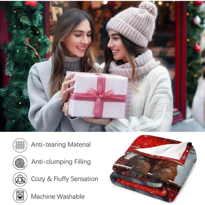 Cute Highland Cow Pattern Blanket Soft Throw for Home Office Travel Camping Cozy Lightweight Flannel Retro Festive Design Perfect Holiday Christmas Gift Cute Highland Cow Pattern Blanket Soft Throw for Home Office Travel Camping Cozy Lightweight Flannel Retro Festive Design Perfect Holiday Christmas Gift