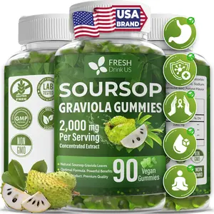 90 Soursop Graviola Gummies, 2,000mg per Serving, 45 Days Supply – 100% from Natural Soursop Graviola Leaves Extract, Vegan, Non-GMO, Gluten-Free (90 Gummies)