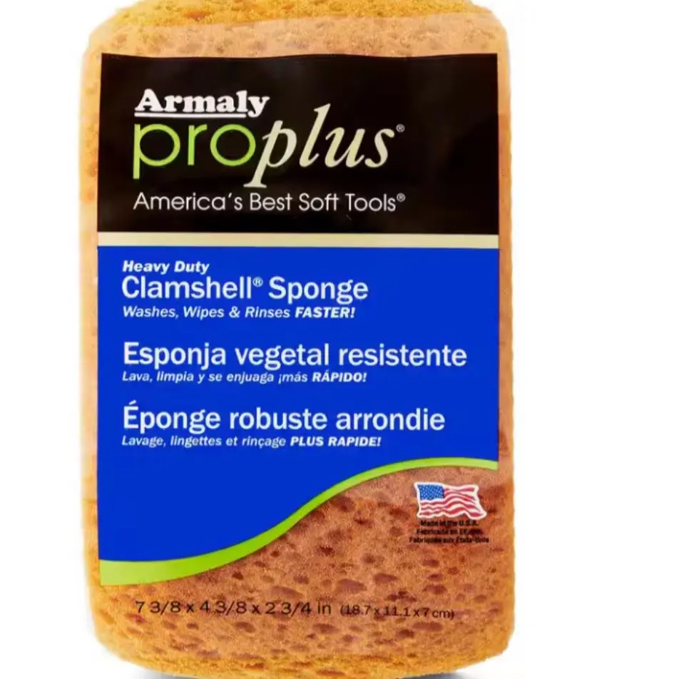 Armaly ProPlus Heavy-Duty Medium Clamshell Sponge - Clamshell Shape, Vegetal Resistant, Wipes & Rinses Faster, 73g (8.7 oz) Magic Damp Comfortable Tool