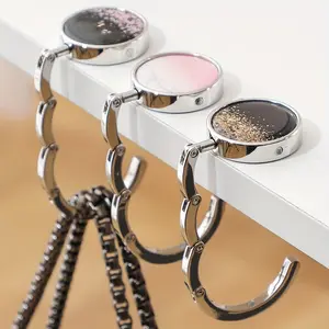 2D Flat - 2D, Vintage Cherry Blossom Design Wallet Hook - Foldable Zinc Alloy Handbag Hook for Table, Decorative Travel Accessory, Unique Gift Idea, Handbag Hanger, Elegant Accessory, Durable Accessory, Fashion Lovers