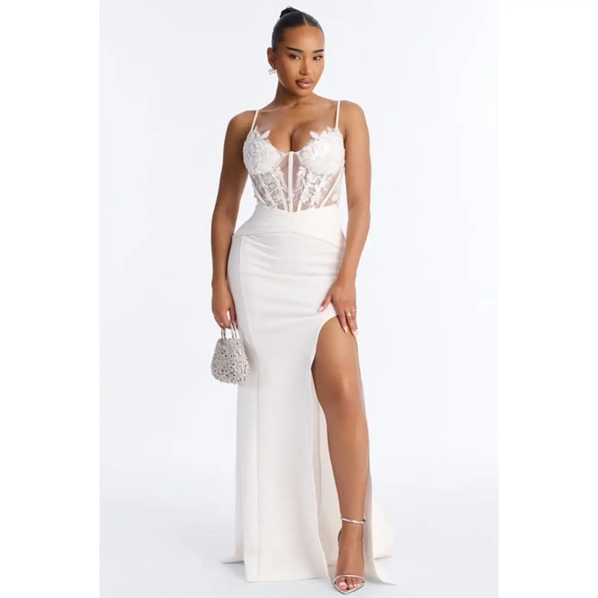 Endless Nights Embroidered Gown - White
