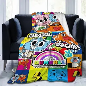 The Amazing Anime World of Gumball Blanket Throw Blankets Ultra Soft Flannel Lightweight Throws for Couch, Bed,All Seasons Use