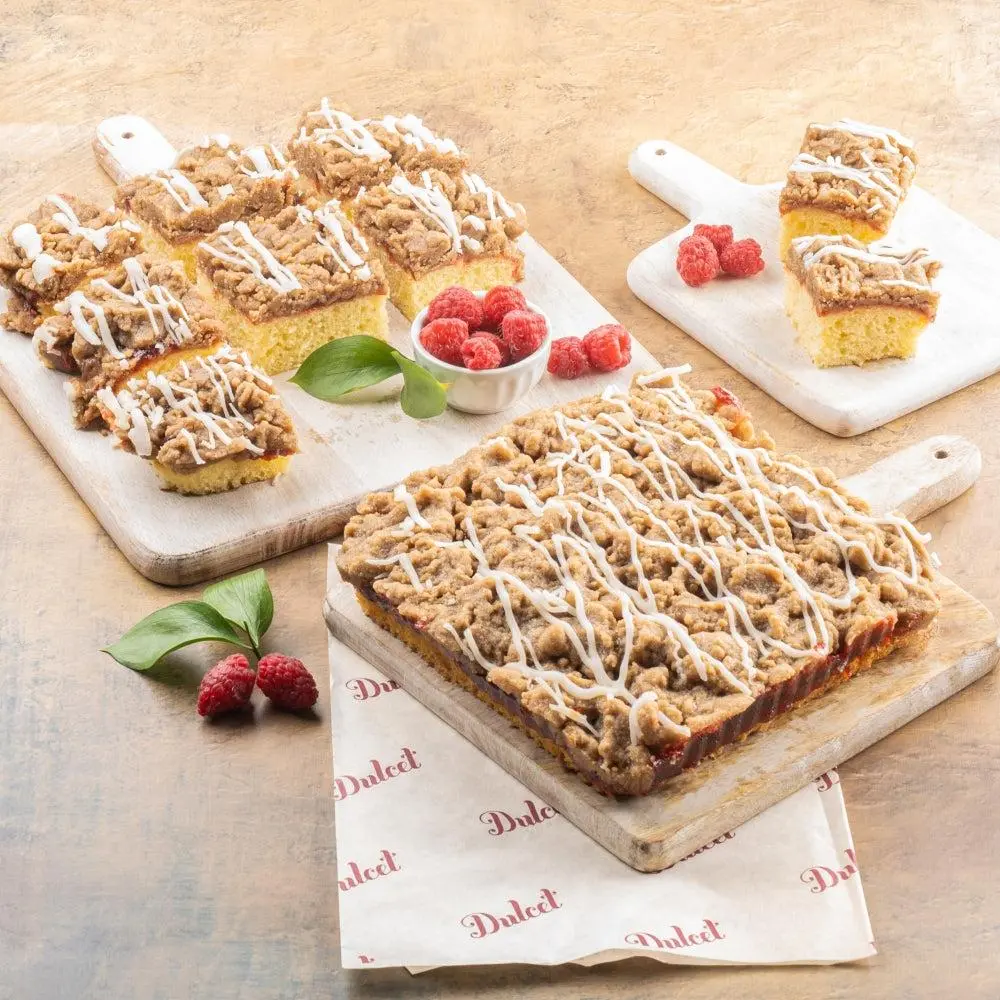 Dulcet Raspberry Crumb Cake with White Chocolate Drizzle - Basket Gift - Sweet, Snack