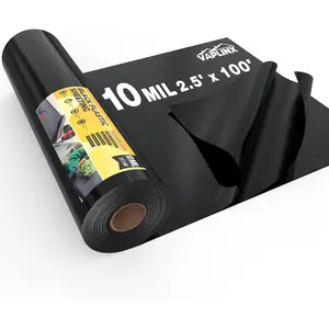 10 Mil Black Plastic Sheeting 2.5x100 FT, UV Protection Polyethylene Film for Garden, Crawl Space Vapor Barrier, Construction, Landscaping, Weed & Moisture Control