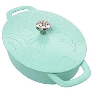 KitchenHQ Spring Bunny Themed Cast Iron Ceramic Nonstick Casserole