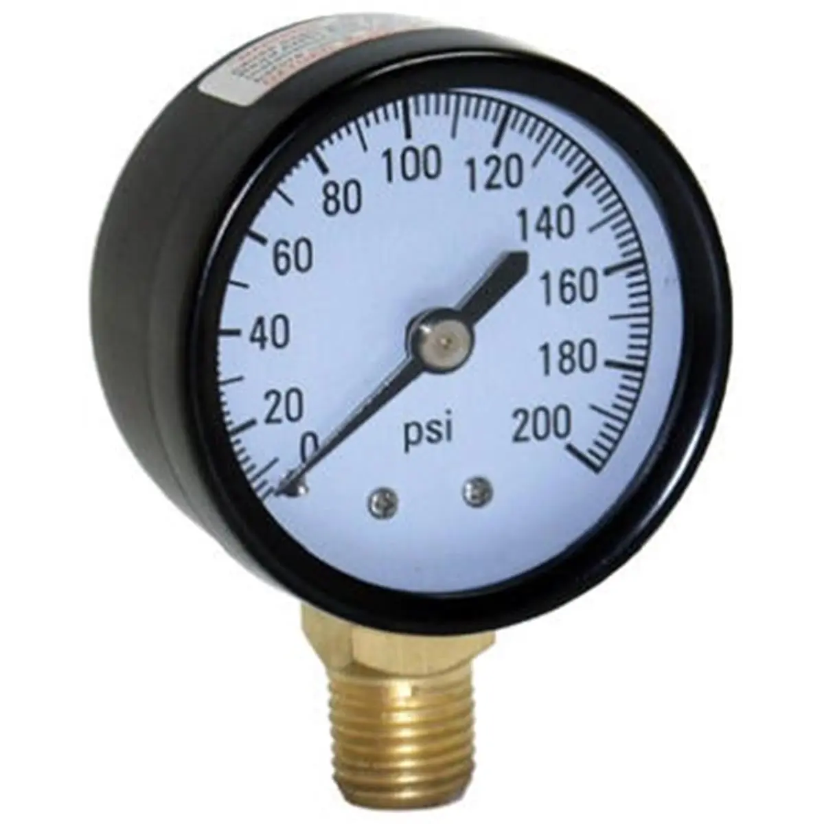 212 MAIN M2002-4L Water Pressure Gauge Instrument, 200 psi Max Pressure Measurement, 0.25 in. Bottom Mount, Stainless Steel Case, Glass Front