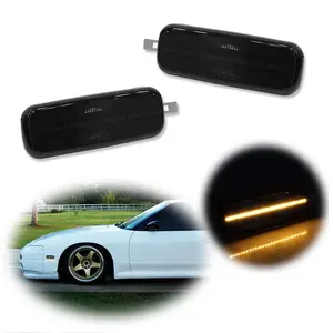 2pcs Smoked LED Front Side Marker lamps Lights For Nissan 240SX S13 1989-1994 Altima 1993 1994 1995 1996 1997,Replace OEM 26185-1E400, 261851E400,26185 1E400