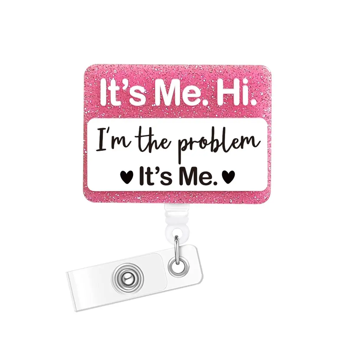 Slogan Graphic Badge Holder, Glitter Portable Retractable Badge Holder, Identification Badge & Supplies for Nurse, Doctor, Student, Worker and Volunte