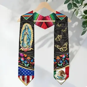 Mexican Graduation Stole 2026 – Mexico American Flag Graduation Sash, Class of 2026 V Shape National Country Flag Stole