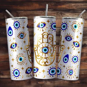 Hamsa hand, Evil Eye Tumbler. 20 oz stainless Steel.