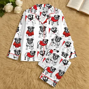 Bulldogs Football Satin Pajama Set: Women's Luxury Sleepwear